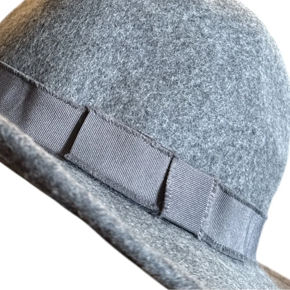 Bass 100% Wool Medium Gray Fedora Hat Wide Brim One Size Classic Unisex